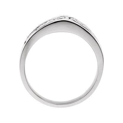 14K White Gold Floral Band