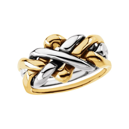 10K Yellow/White Gold 4-Piece Puzzle Band