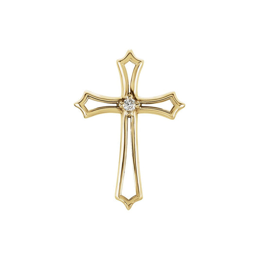 14K Yellow Gold .015 CTW Natural Diamond Cross Pendant