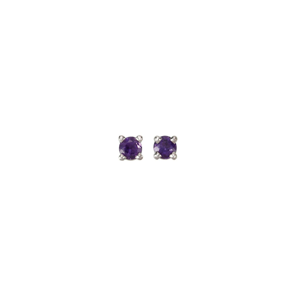Natural Amethyst Stud Earrings, 3 mm x 3 mm