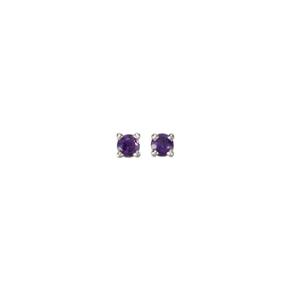 Natural Amethyst Stud Earrings, 3 mm x 3 mm