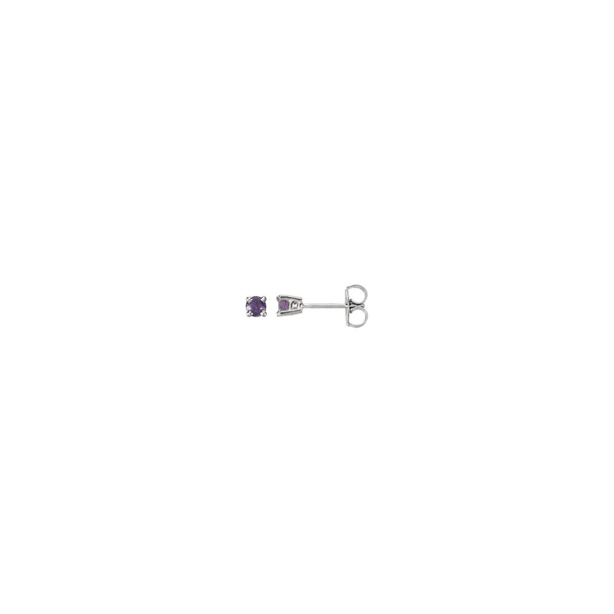 Natural Amethyst Stud Earrings, 3 mm x 3 mm
