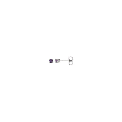 Natural Amethyst Stud Earrings, 3 mm x 3 mm