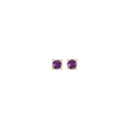 Natural Amethyst Stud Earrings, 3 mm x 3 mm