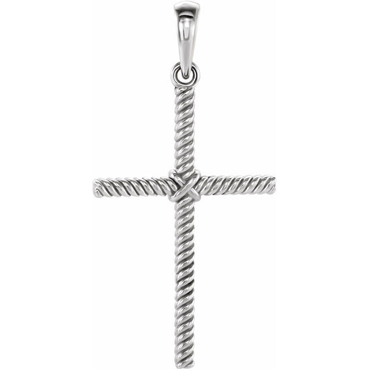 14K White Gold 31.9x16. Rope Cross Pendant
