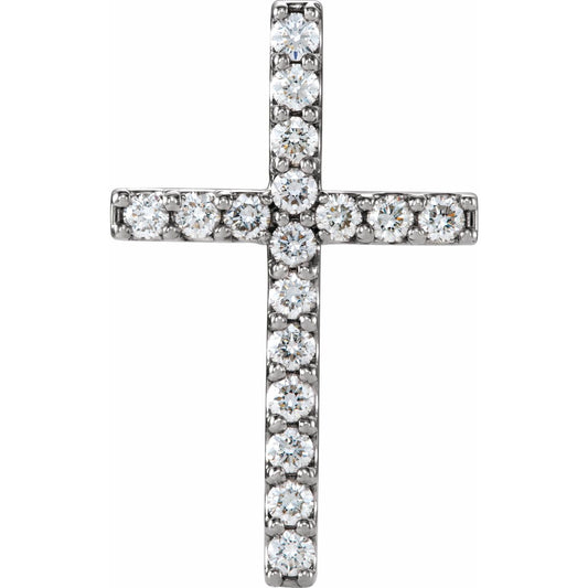 14K White Gold 1/2 CTW Natural Diamond Petite Cross Pendant