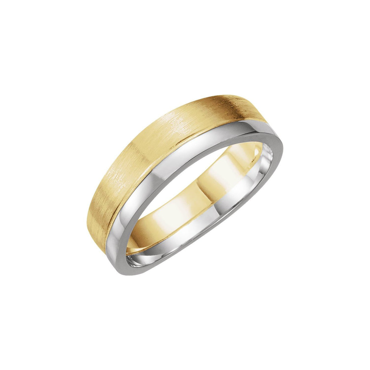 14K Yellow/White Gold Curved Band with Bead Blast/Matte Finish