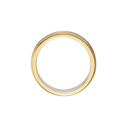 14K White/Yellow Gold Single Sided Stepped-Edge Flat Band, 6.75 mm
