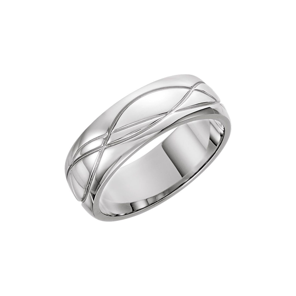 Grooved Comfort-Fit Half Round Band, 8 mm