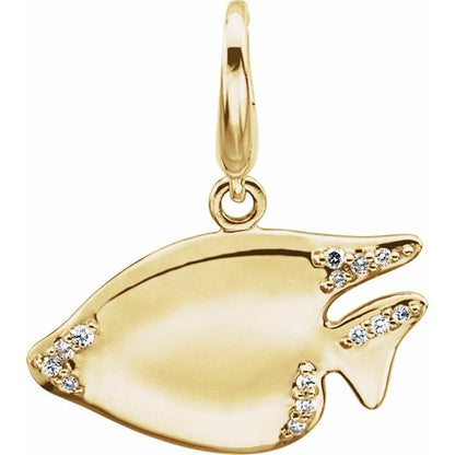 14K Yellow Gold .06 CTW Natural Diamond Sunfish Charm/Pendant