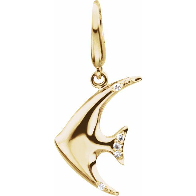 14K Yellow Gold .03 CTW Natural Diamond Angelfish Charm/Pendant