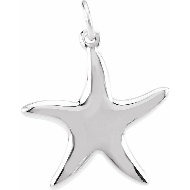 Sterling Silver Starfish Charm/Pendant, 17 x 17.1 mm