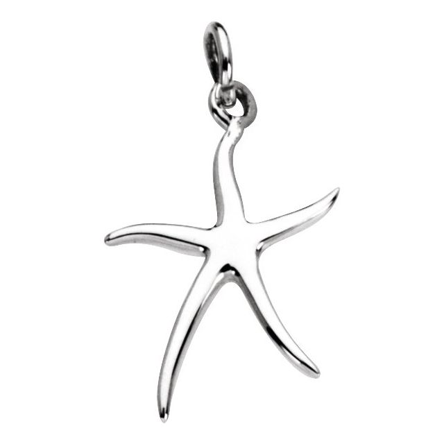 Sterling Silver Starfish Charm/Pendant, 17 x 17 mm