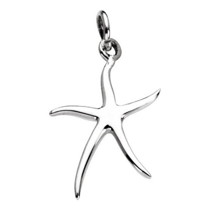 Sterling Silver Starfish Charm/Pendant, 17 x 17 mm