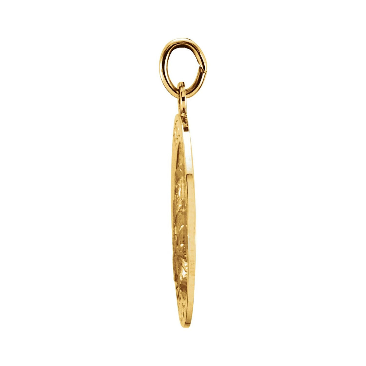 14K Yellow Gold Round St. Padre Pio Medal