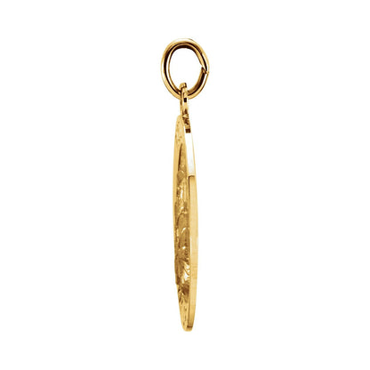 14K Yellow Gold Round St. Padre Pio Medal