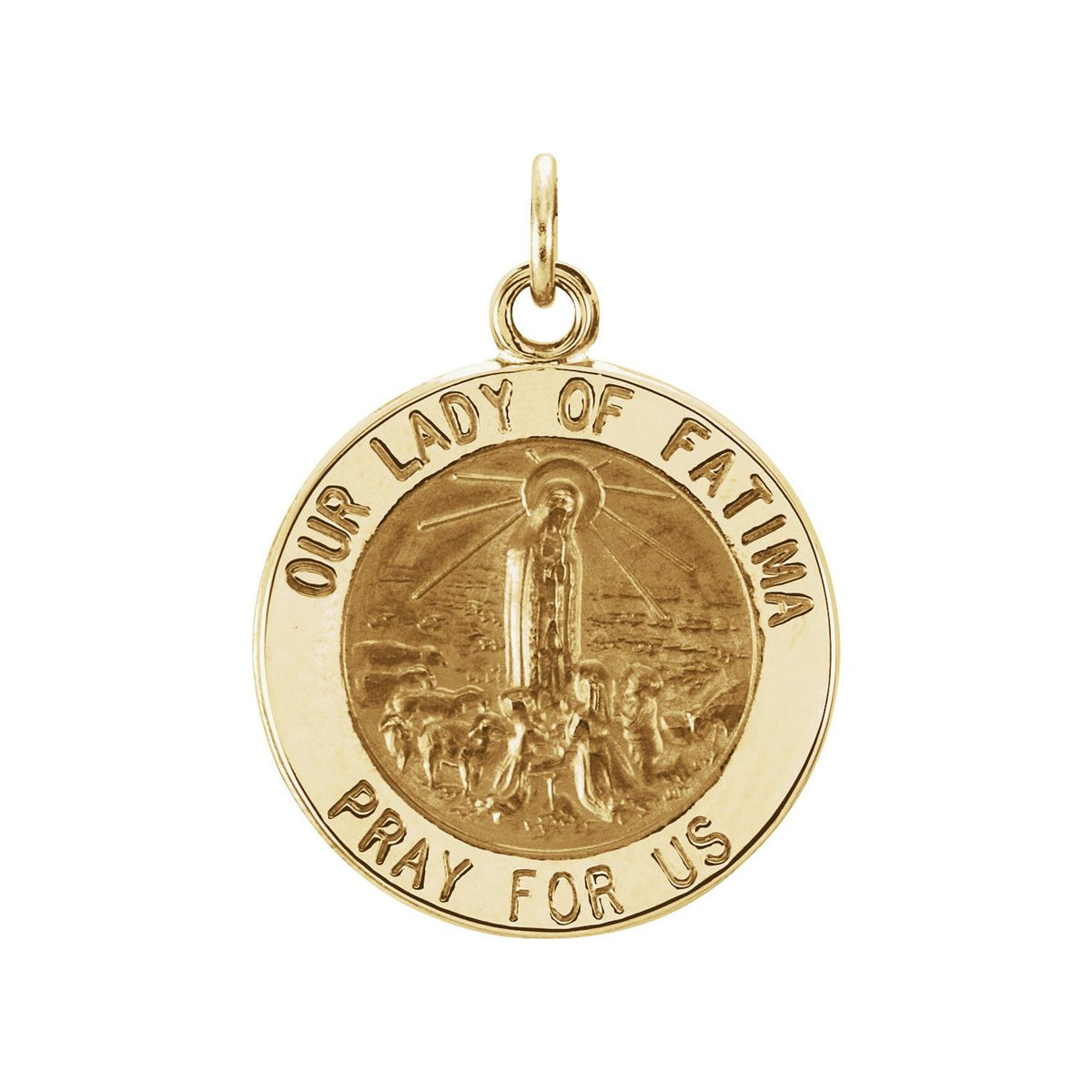 14K Yellow Gold Round Our Lady of Fatima Medal