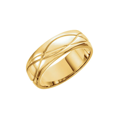 Grooved Comfort-Fit Half Round Band, 8 mm