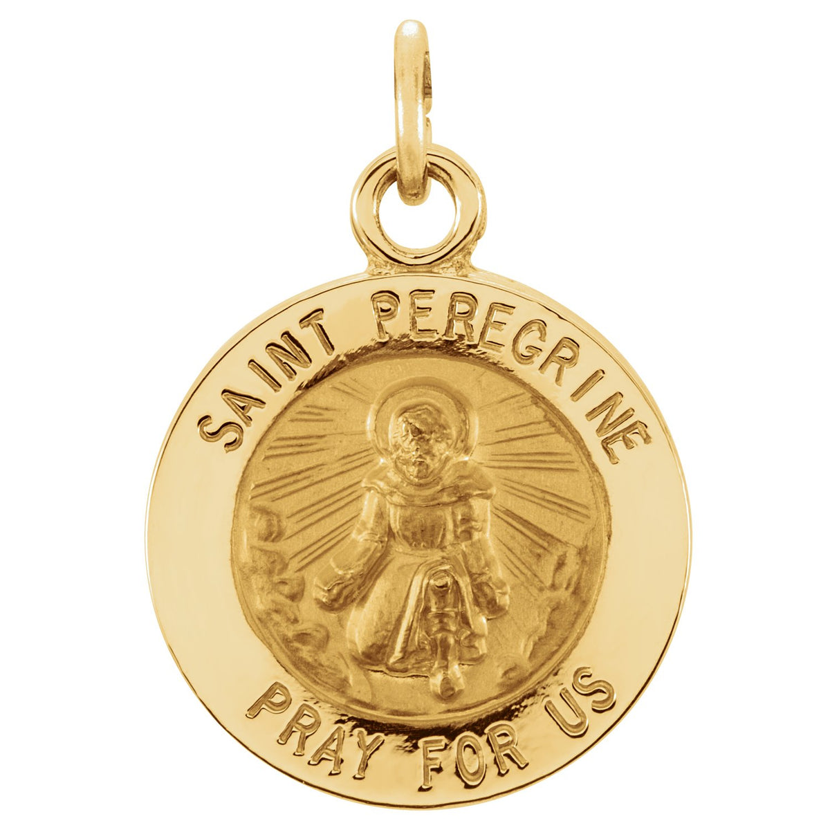 14K Yellow Gold Round St. Peregrine Medal