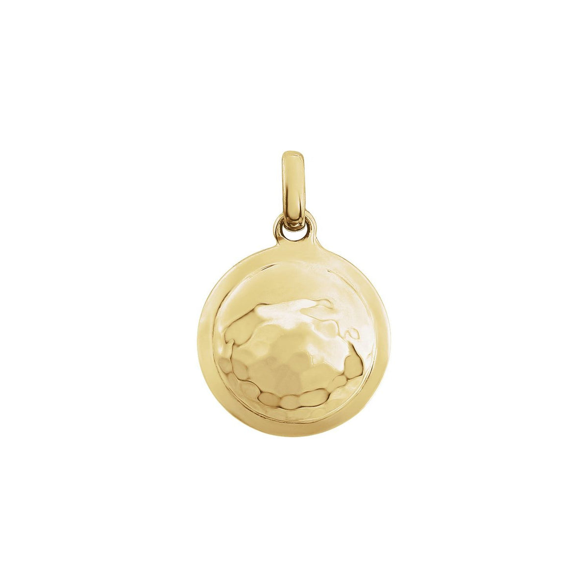 14K Yellow Gold Hammered Disk Pendant