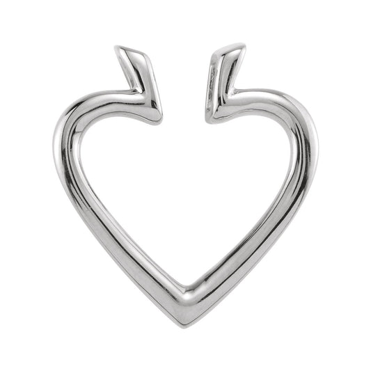 14K White Gold Heart Pendant Enhancer