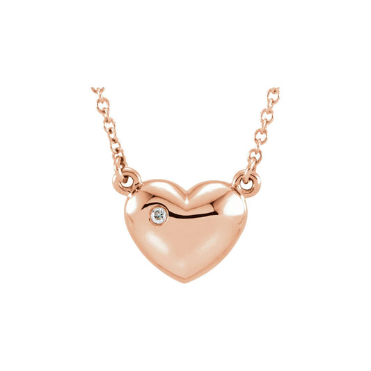 14K Rose Gold .01 CTW Natural Diamond Heart 16.5" Necklace