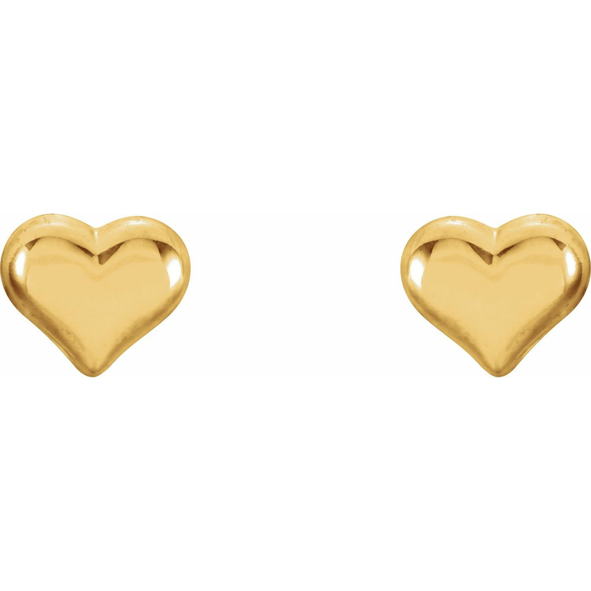 14K Yellow Gold Puffed Heart Earrings