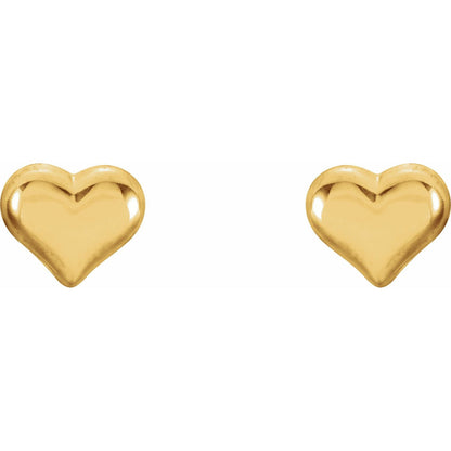 14K Yellow Gold Puffed Heart Earrings