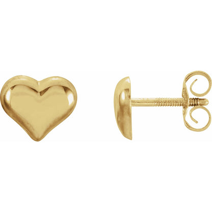 14K Yellow Gold Puffed Heart Earrings