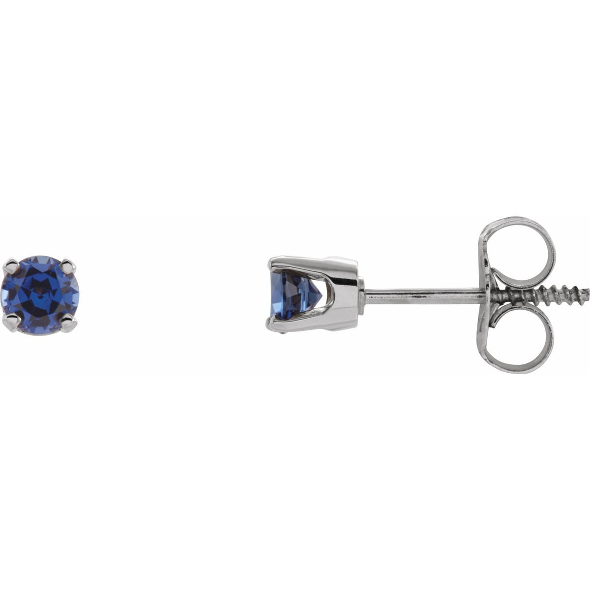 14K White Gold Lab-Grown Blue Sapphire Youth Earrings