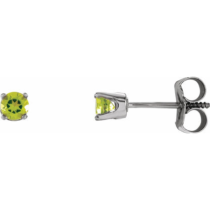 14K White Gold Natural Peridot Youth Earrings