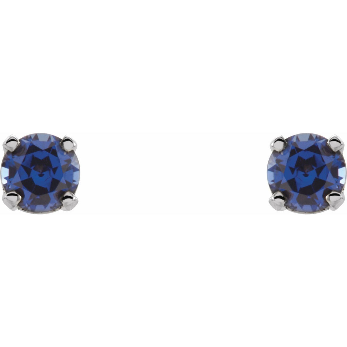 14K White Gold Lab-Grown Blue Sapphire Youth Earrings