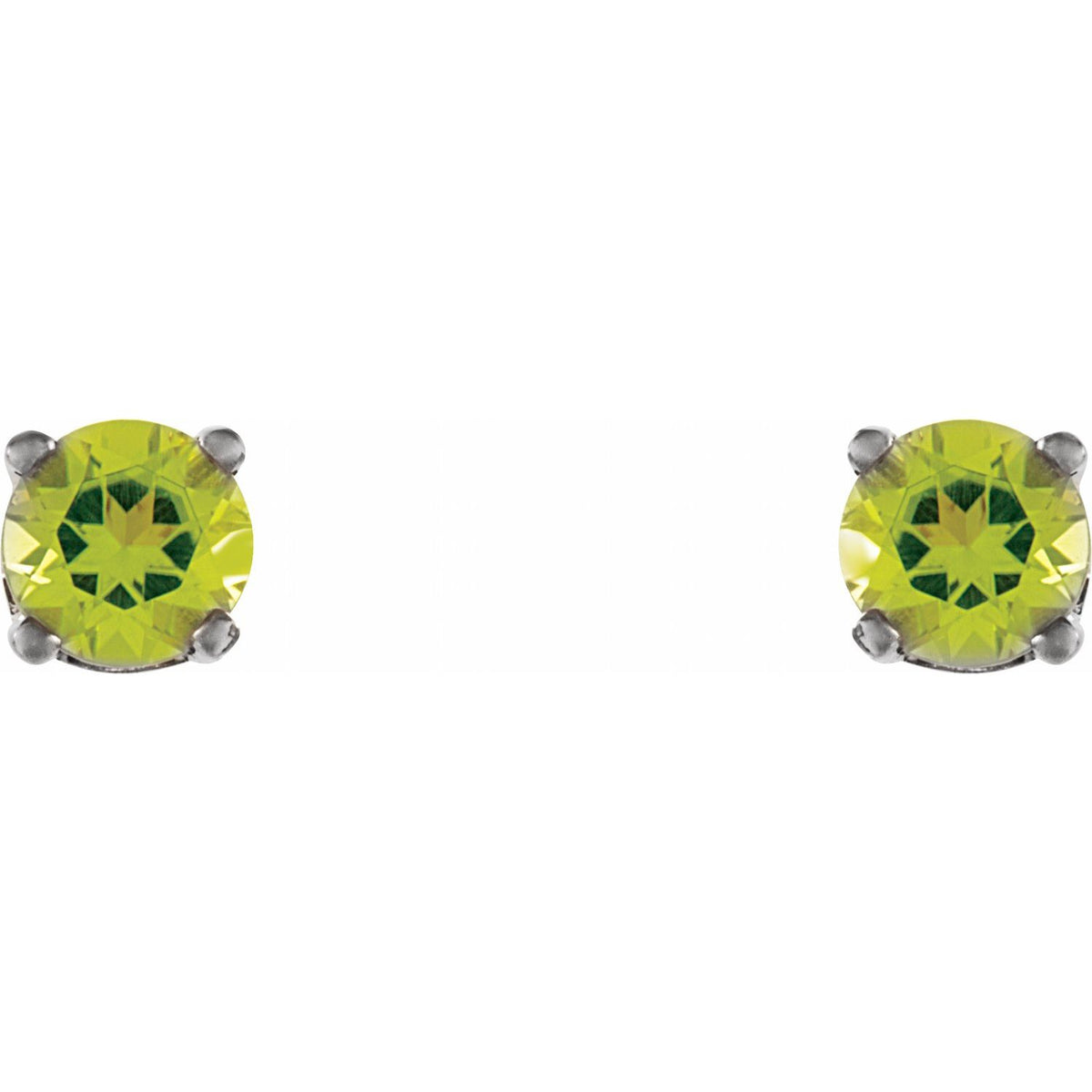 14K White Gold Natural Peridot Youth Earrings