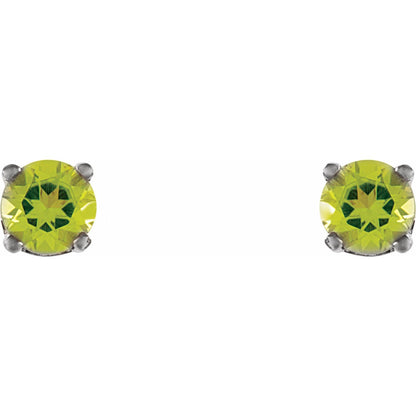 14K White Gold Natural Peridot Youth Earrings
