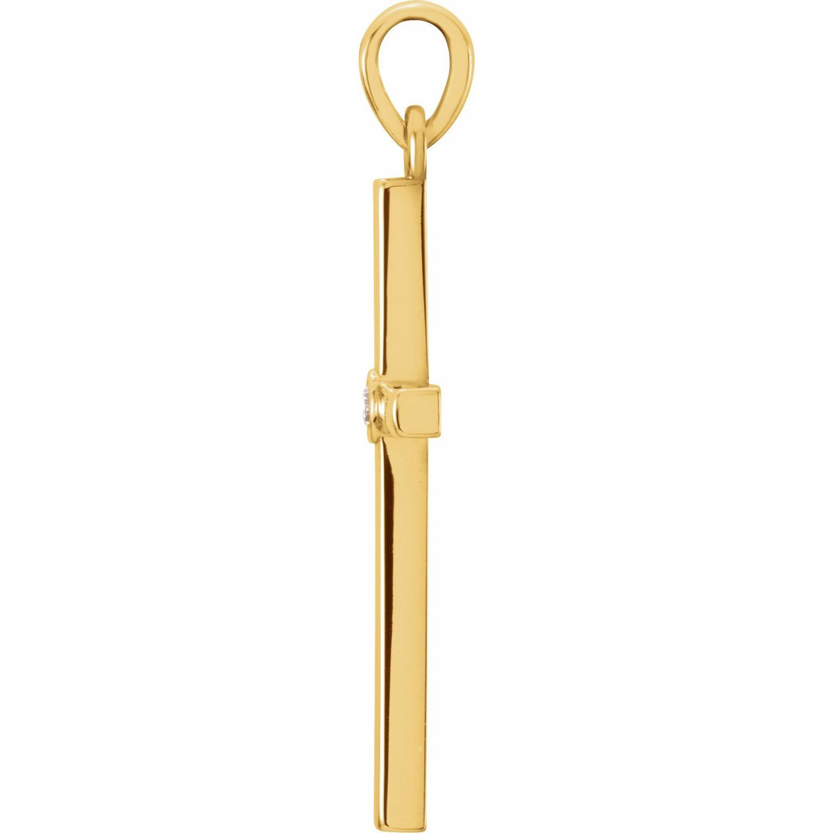 14K Yellow Gold .02 CT Natural Diamond Cross Pendant, 26.5 x 13.7 mm