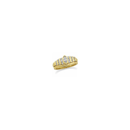 14K Yellow Gold Band, V-Prong Accented Engagement