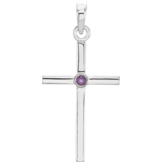 Natural Amethyst Cross Pendant, 22.8 x 11.3 mm