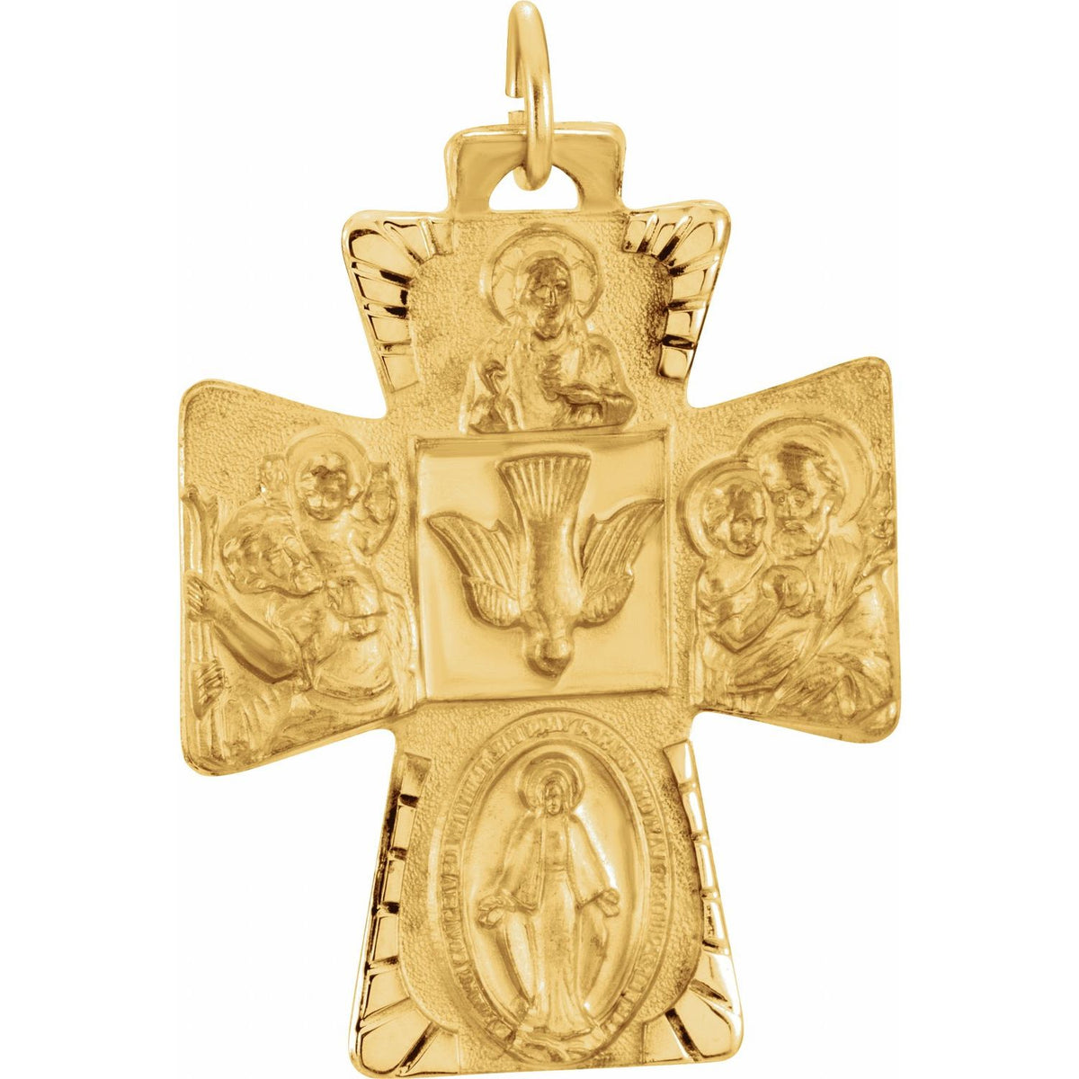 14K Yellow Gold 28x23. Four-Way Cross Medal