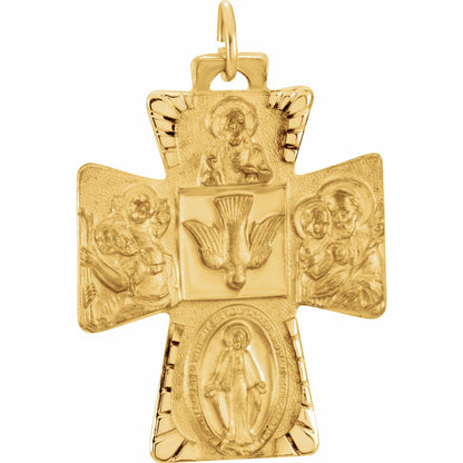 14K Yellow Gold 28x23. Four-Way Cross Medal