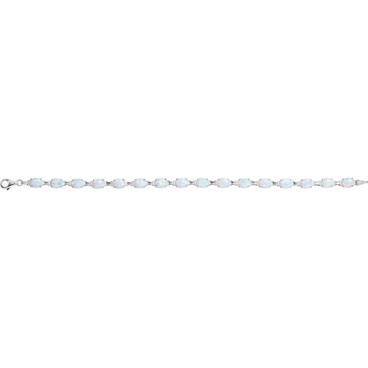 14K White Gold Lab-Grown White Opal Line 7" Bracelet