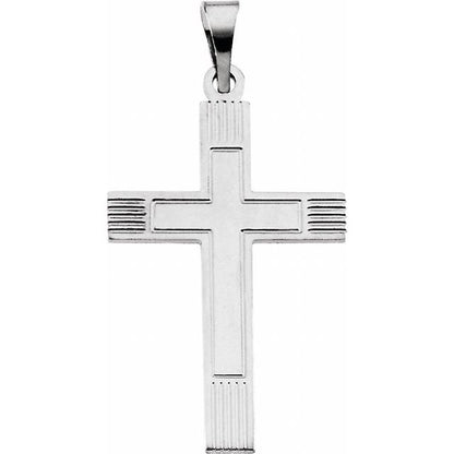 14K White Gold 36.8x17.7 mm Cross Pendant