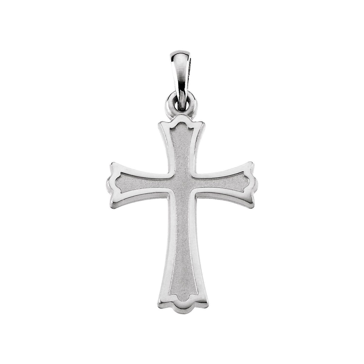 14K White Gold 27x16 mm Cross Pendant