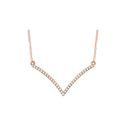 14K Rose Gold 1/6 CTW Natural Diamond V 18" Necklace