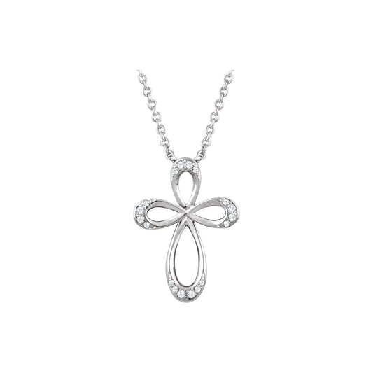 Sterling Silver 1/10 CTW Natural Diamond Cross 18" Necklace