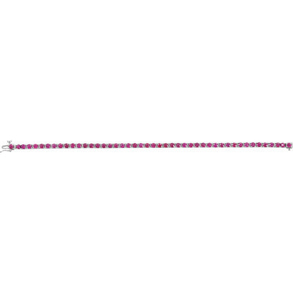 14K White Gold Lab-Grown Ruby Line 7" Bracelet