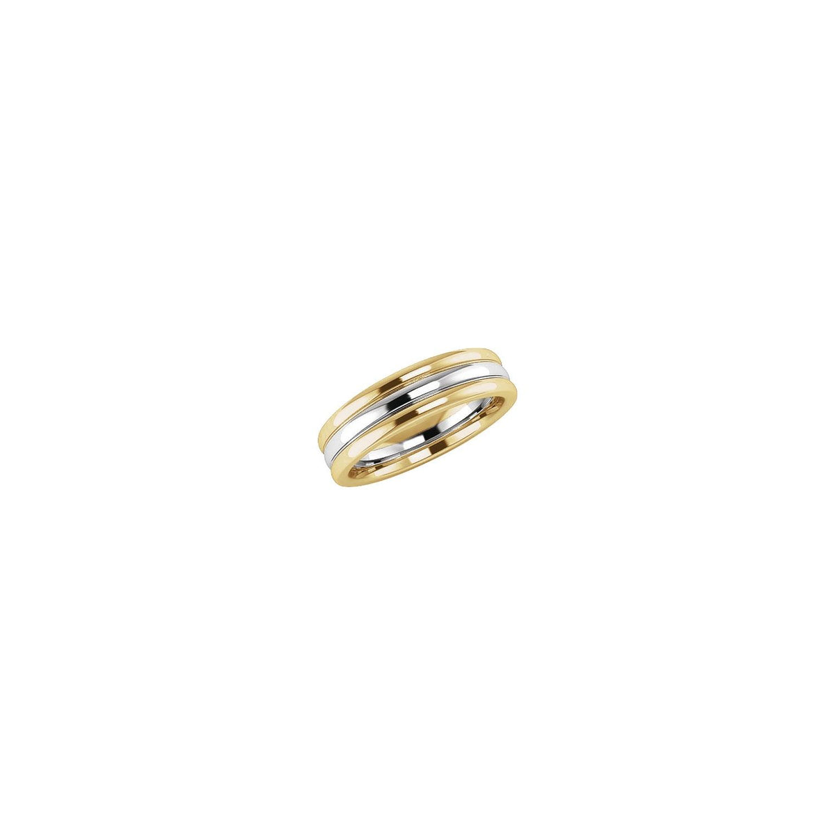 14K Yellow/White/Yellow Gold Grooved Band