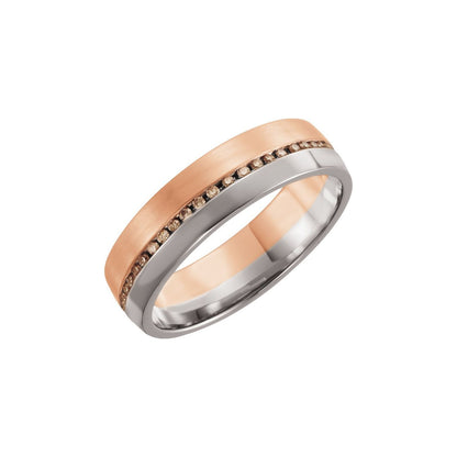 14K White/Rose Gold 1/3 CTW Black Natural Diamond Band