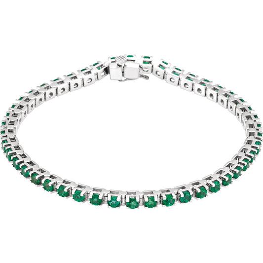 Lab-Grown Emerald Line 7" Bracelet