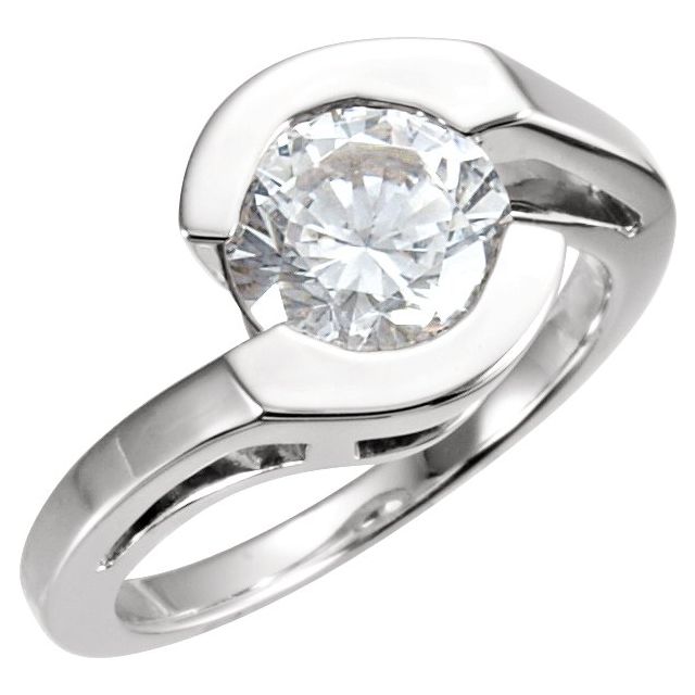 14K X1 White Gold Matching Band for Round Engagement Ring