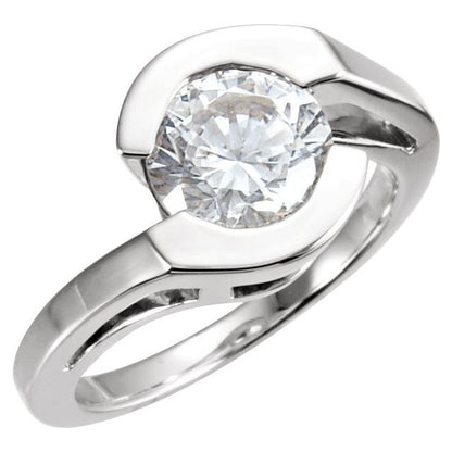 14K X1 White Gold Matching Band for Round Engagement Ring